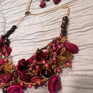 Elegant Pink and Brown Beaded Necklace